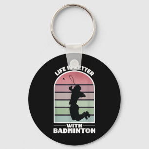 Badminton Life Funny Shuttle Retro Game Key Ring