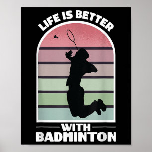 Badminton Life Funny Shuttle Retro Game  Poster