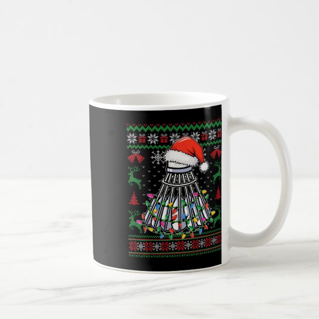 Badminton Lover Christmas Shuttle Santa Hat Funny  Coffee Mug (Right)