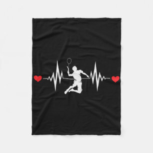 Badminton Lovers Heartbeat Clothing  Fleece Blanket