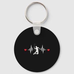 Badminton Lovers Heartbeat Clothing Key Ring
