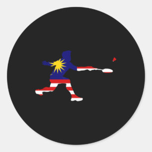 Badminton Malaysian Flag Racquet Shuttle Men Playe Classic Round Sticker