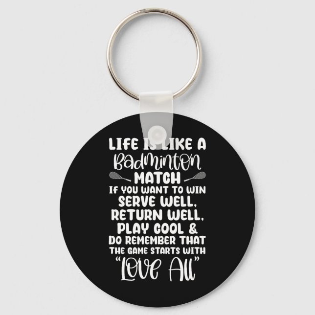 Badminton Match Sport Player Racket Shuttle Games  Key Ring (Front)
