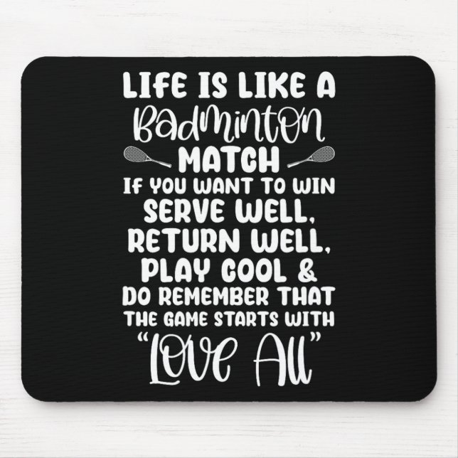 Badminton Match Sport Player Racket Shuttle Games  Mouse Pad (Front)