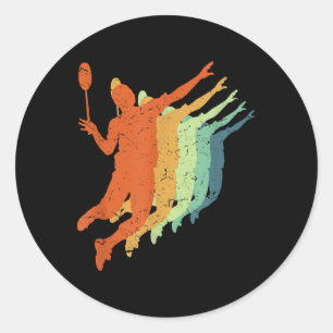 Badminton, Men Women Kids, Retro, Vintage, Badmint Classic Round Sticker