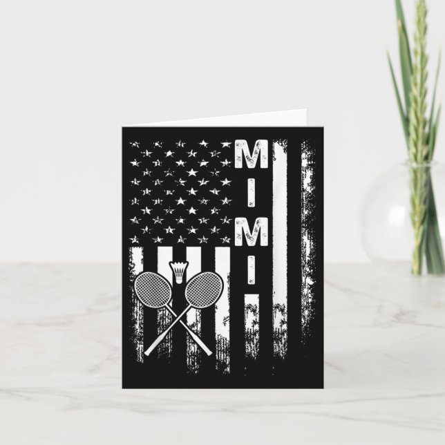 Badminton Mimi American Flag Vintage Christmas Xma Card (Front)