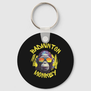Badminton Monkey With Racquet Shuttle Jungle Sport Key Ring