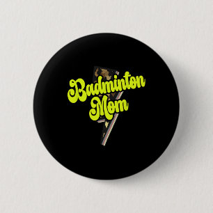 Badminton Mum Leopard Bolt Thunder Vintage Sports 6 Cm Round Badge