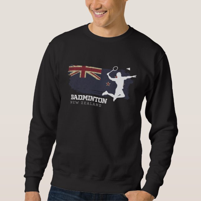 Badminton New Zealand Net Games Player Badminton Sweatshirt (Front)