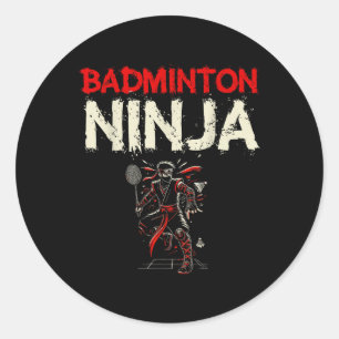 Badminton Ninja Shuttle Classic Round Sticker