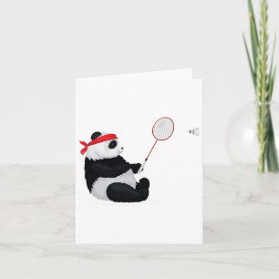 Badminton Panda Funny Sweet Sport Humour Shuttle A Card