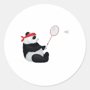 Badminton Panda Funny Sweet Sport Humour Shuttle A Classic Round Sticker