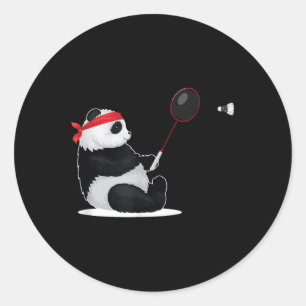 Badminton Panda Funny Sweet Sport Humour Shuttle A Classic Round Sticker