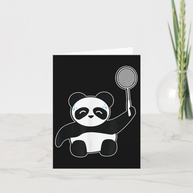 Badminton Panda Getting Sweaty  Card (Front)