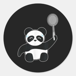 Badminton Panda Getting Sweaty Classic Round Sticker