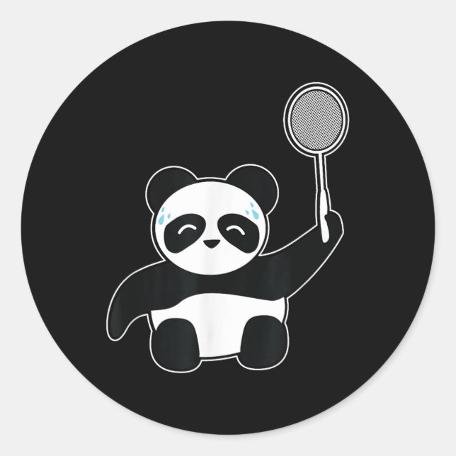 Badminton Panda Getting Sweaty  Classic Round Sticker (Front)