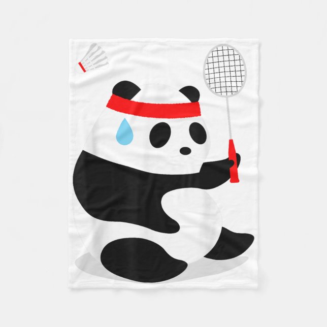 Badminton Panda Getting Sweaty Missed  Fleece Blanket (Front)