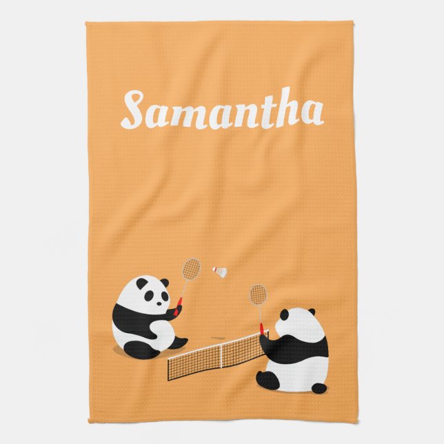 Badminton Pandas Sports Towel (Vertical)
