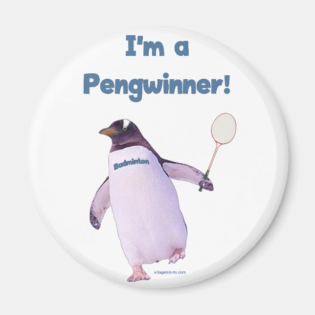 Badminton Penguin Magnet (Front)