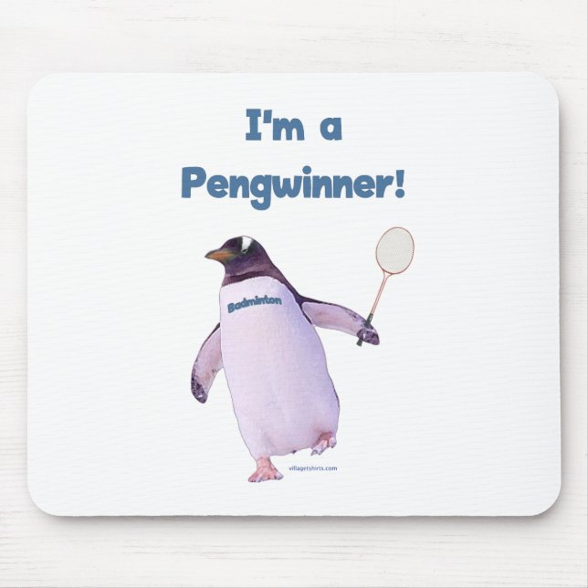 Badminton Penguin Mouse Pad (Front)