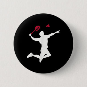 Badminton Player 6 Cm Round Badge