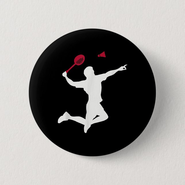Badminton Player  6 Cm Round Badge (Front)