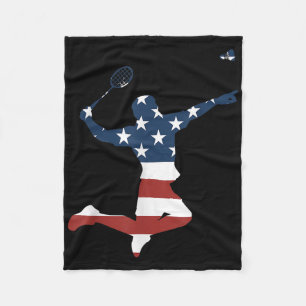 Badminton Player American Flag Apparel Badminton P Fleece Blanket