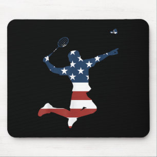 Badminton Player American Flag Apparel Badminton P Mouse Pad