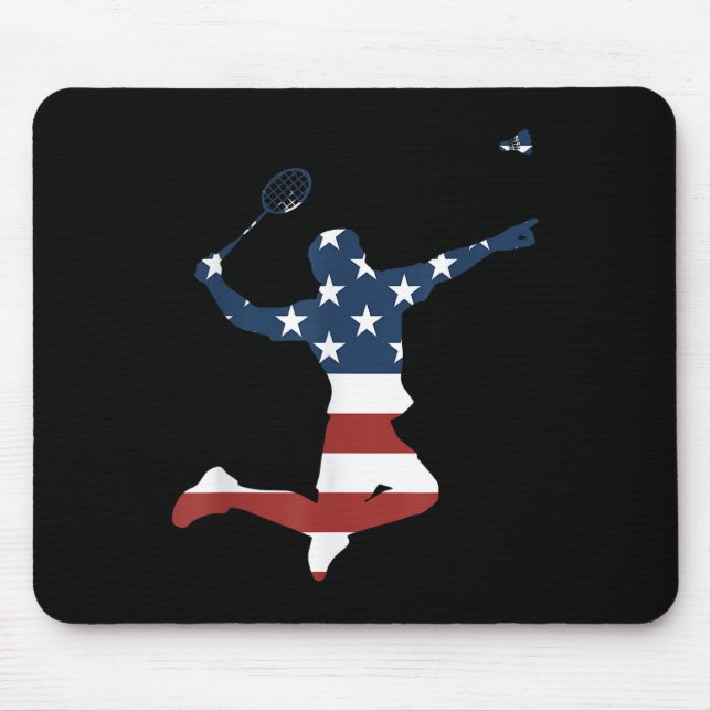 Badminton Player American Flag Apparel Badminton P Mouse Pad (Front)