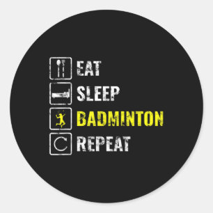 Badminton Player Badminton Racket Shuttle Birdie S Classic Round Sticker