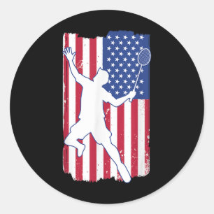 Badminton Player Badminton Usa Team Coach American Classic Round Sticker