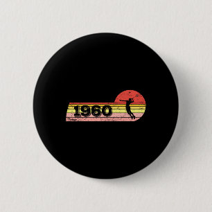 Badminton-player Born 1960 Birthday Vintage Women 6 Cm Round Badge