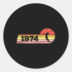 Badminton-player Born 1974 Birthday Vintage Women  Classic Round Sticker