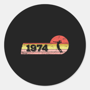 Badminton-player Born 1974 Birthday Vintage Women  Classic Round Sticker