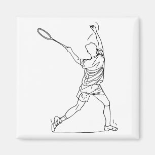 Badminton Player Drawing Shuttle Game For Boys Magnet