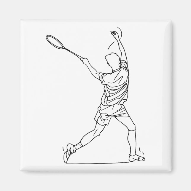 Badminton Player Drawing Shuttle Game For Boys  Magnet (Front)