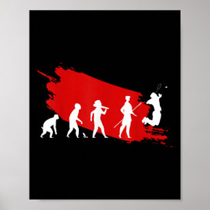 Badminton Player Evolution Funny Sports Coach Grap Poster