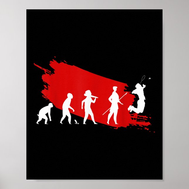 Badminton Player Evolution Funny Sports Coach Grap Poster (Front)