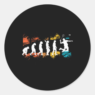 Badminton Player Evolution Shuttle Badminton Racke Classic Round Sticker