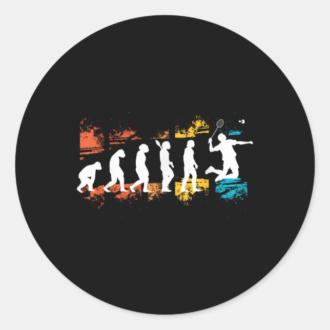 Badminton Player Evolution Shuttle Badminton Racke Classic Round Sticker (Front)