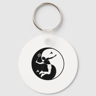 Badminton-player Game Shuttle Yin-yang-symbol Badm Key Ring