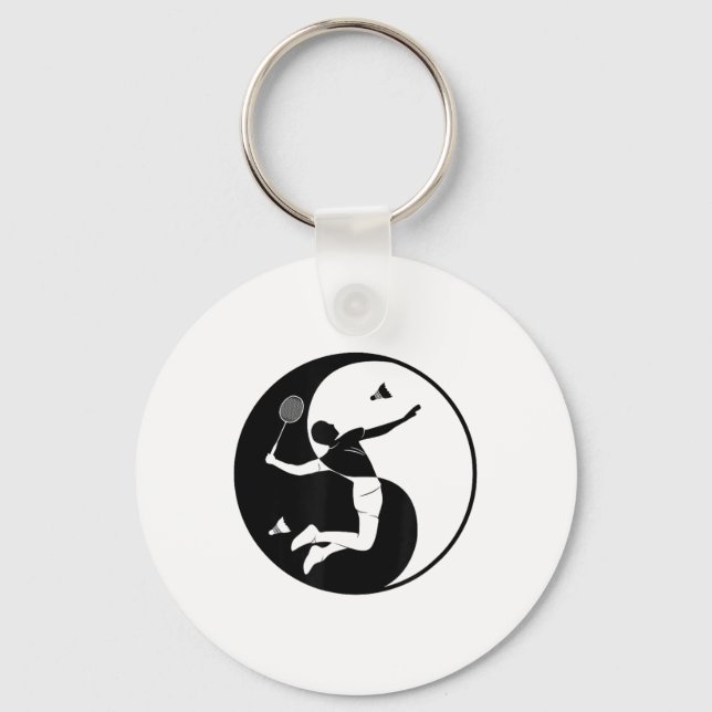 Badminton-player Game Shuttle Yin-yang-symbol Badm Key Ring (Front)