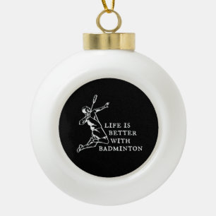 Badminton Player Gifts Ceramic Ball Christmas Ornament