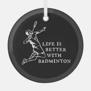 Badminton Player Gifts Glass Tree Decoration