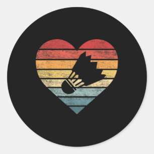 Badminton Player Gifts Retro Sunset Shuttle Birdie Classic Round Sticker