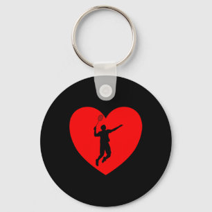 Badminton Player Heart Funny Badminton For Men Wom Key Ring