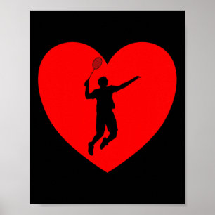 Badminton Player Heart Funny Badminton For Men Wom Poster