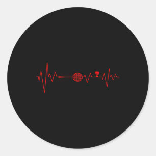 Badminton Player Heartbeat Racket Shuttle Sports Classic Round Sticker