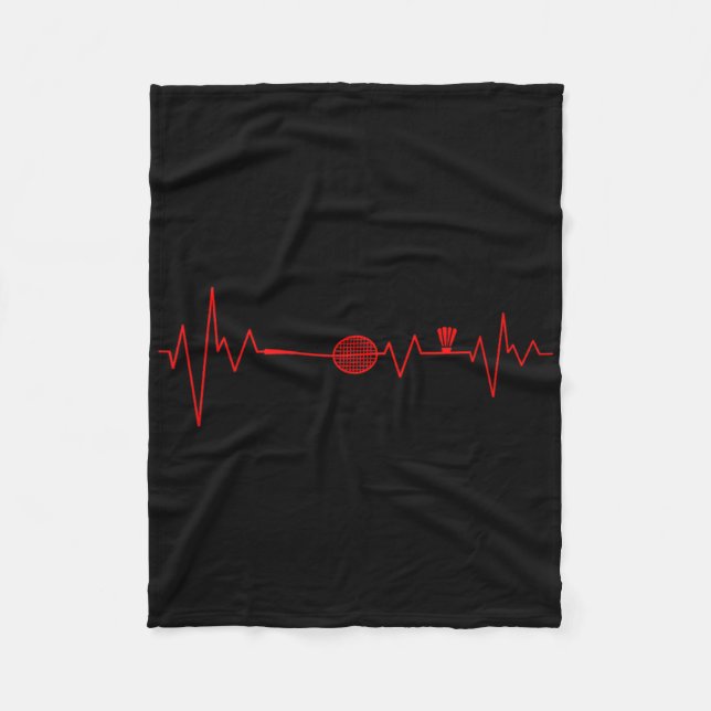 Badminton Player Heartbeat Racket Shuttle Sports  Fleece Blanket (Front)