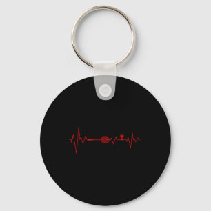 Badminton Player Heartbeat Racket Shuttle Sports  Key Ring